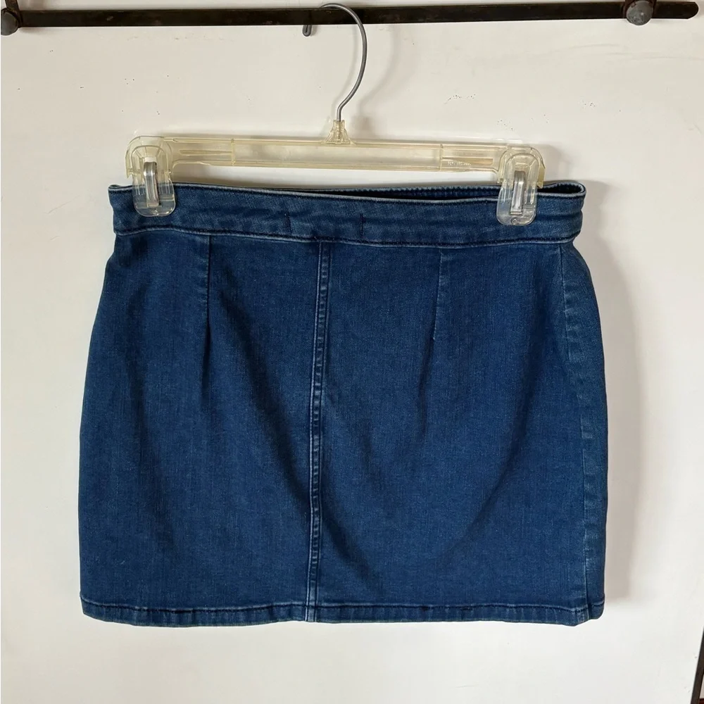 Free People Notched Asymmetrical Denim Mini Skirt Size 6 - Picture 5 of 7